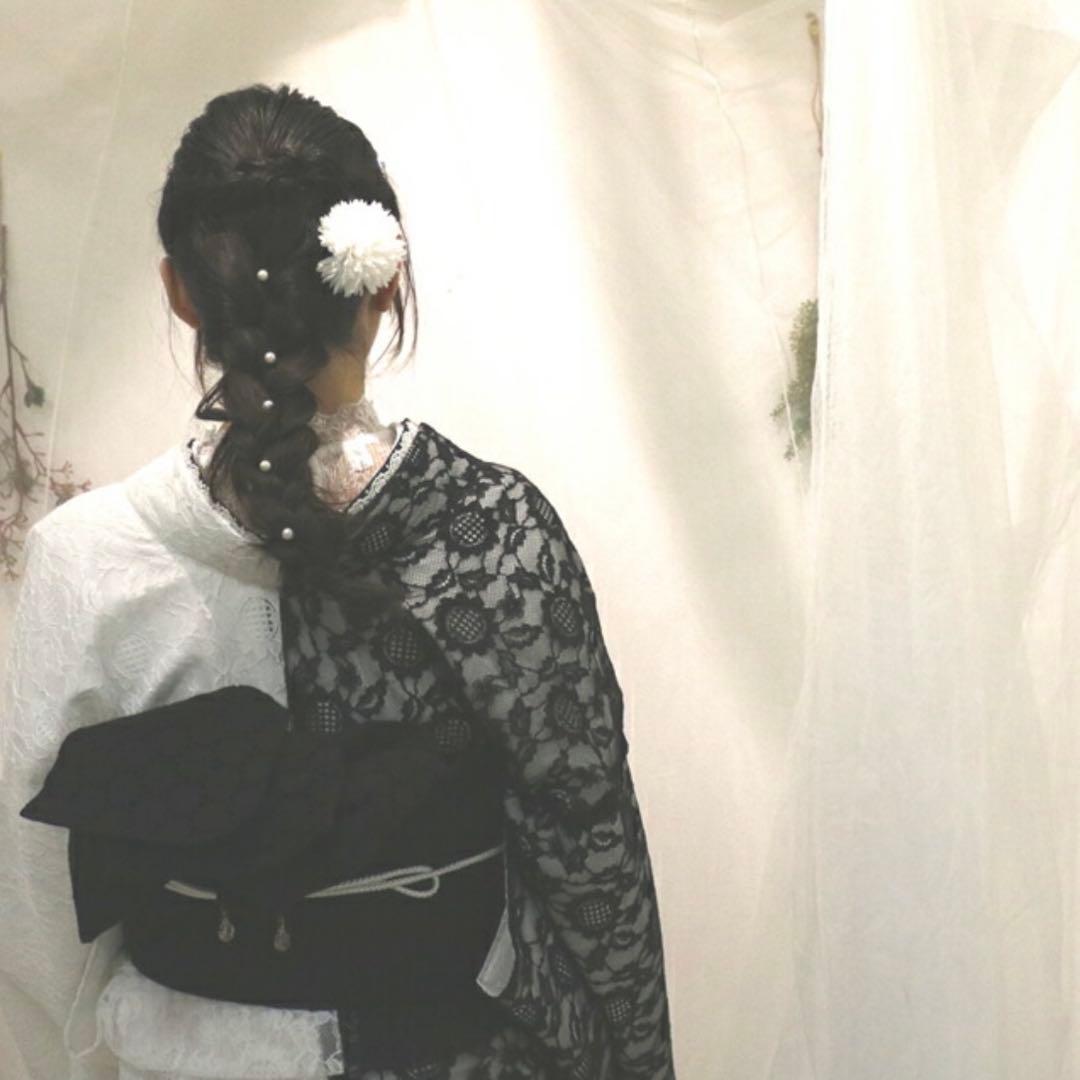 浴衣 レース浴衣 白 黒