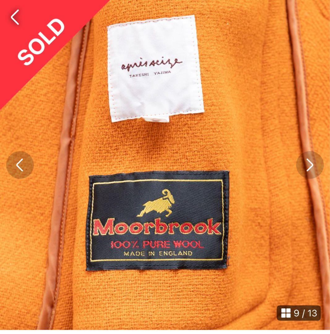 【MoorBrook製生地】ダッフルコート　ヘリンボーン　オレンジ　英国製　L