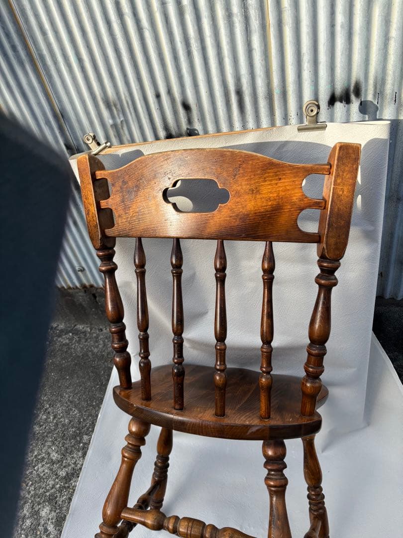 アンティークな飛騨産業のウィンザーチェア　キツツキマーク　椅子希少