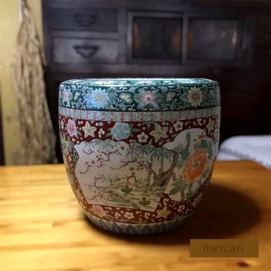 伊万里焼 十錦手 松竹梅牡丹紋様 火鉢 /骨董/時代物