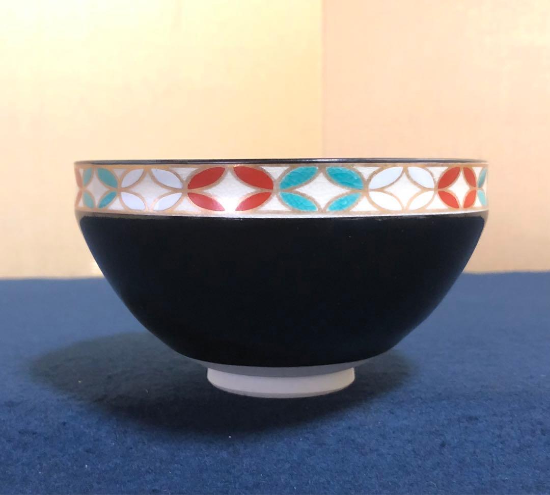 《R》茶道具 黒仁清七宝 数茶碗10客揃 昌山造 共箱 260209け1