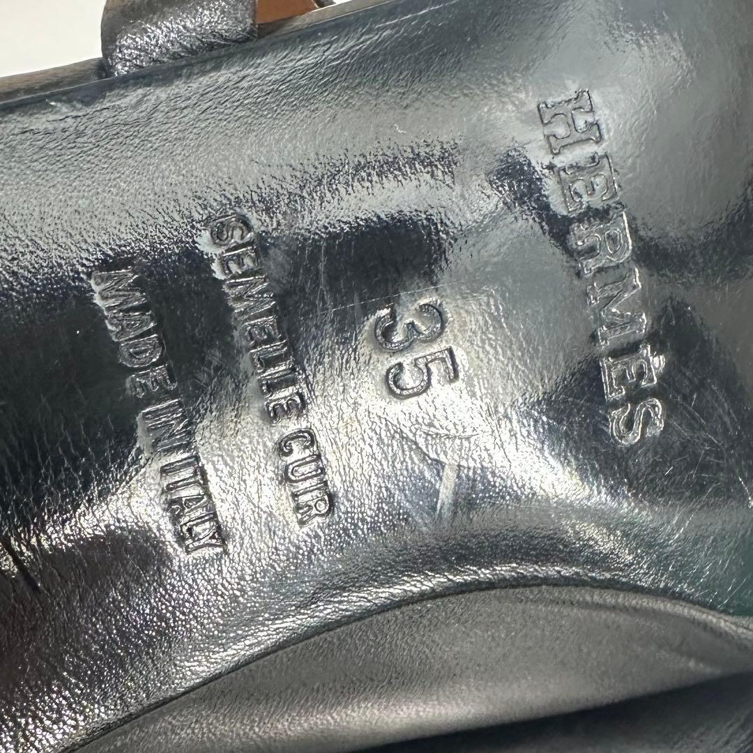 美品★HERMES★エルメス ミュール サンダル レザー 黒 ヒール サイズ35