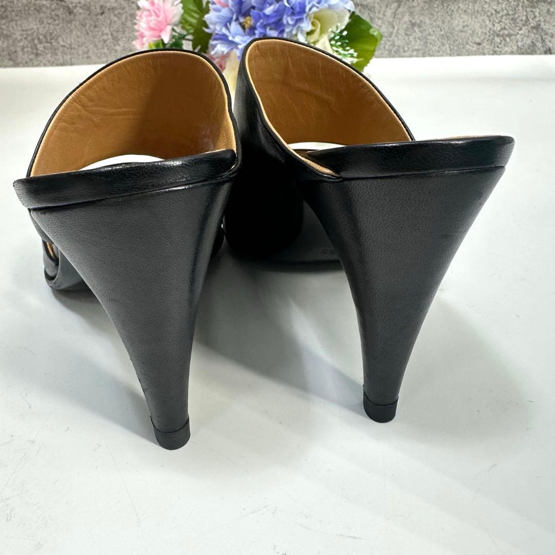 美品★HERMES★エルメス ミュール サンダル レザー 黒 ヒール サイズ35