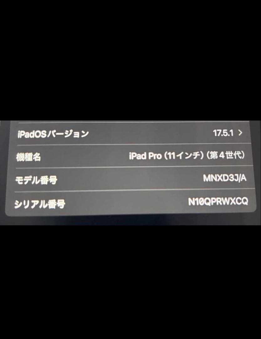 Apple iPad Pro スペースグレー 本体　第4世代　バッテリー100%