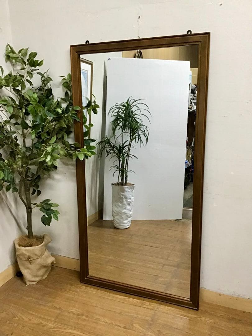 pyo☆管339☆アンティーク調☆木製大型ミラー☆ジャンボミラー☆姿見