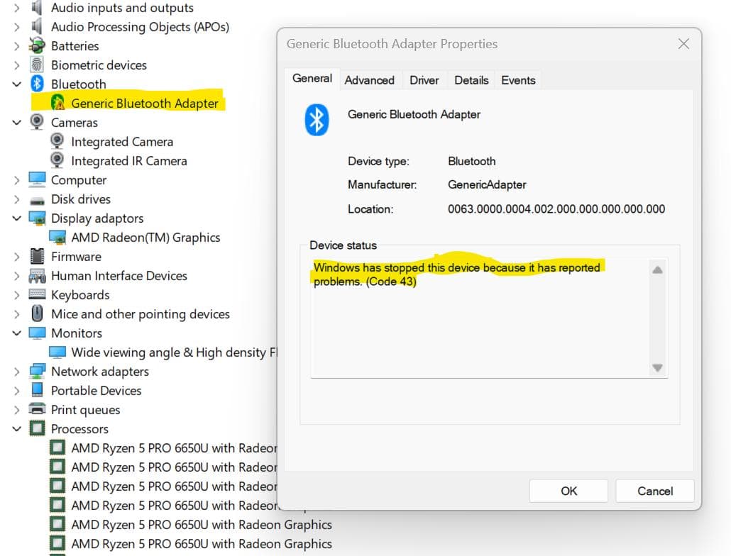レノボ Thinkpad Z13 Gen1 AMD + Bluetooth 故障