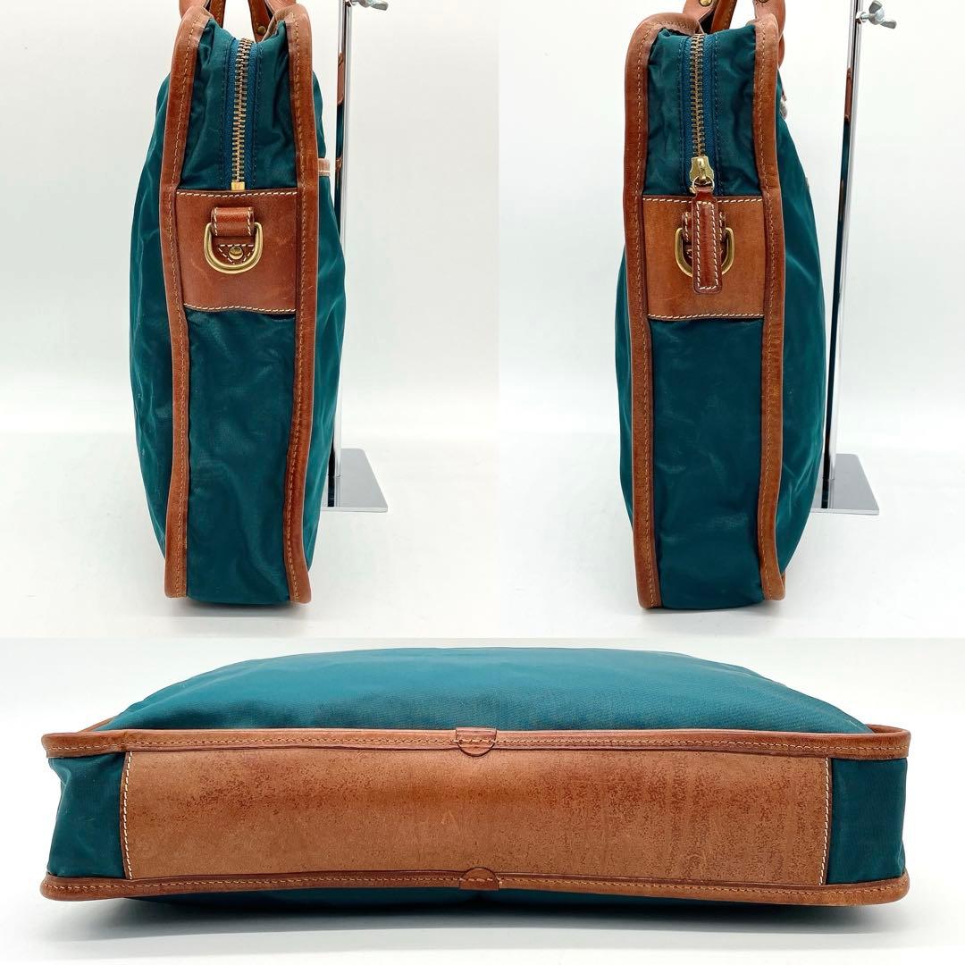 【Felisi】2wayバッグ￼　ビジネスバッグ　ナイロン　レザー　グリーン