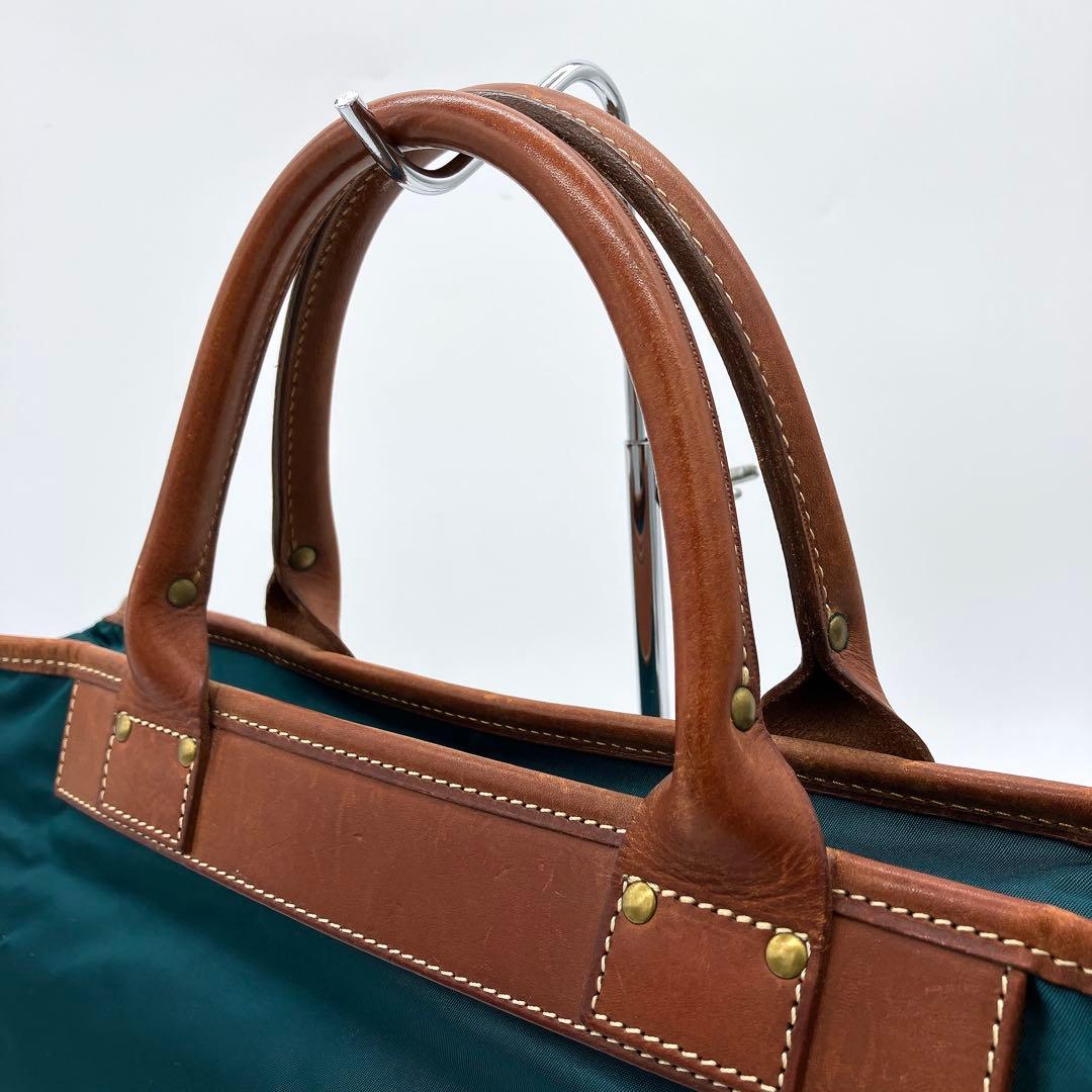 【Felisi】2wayバッグ￼　ビジネスバッグ　ナイロン　レザー　グリーン