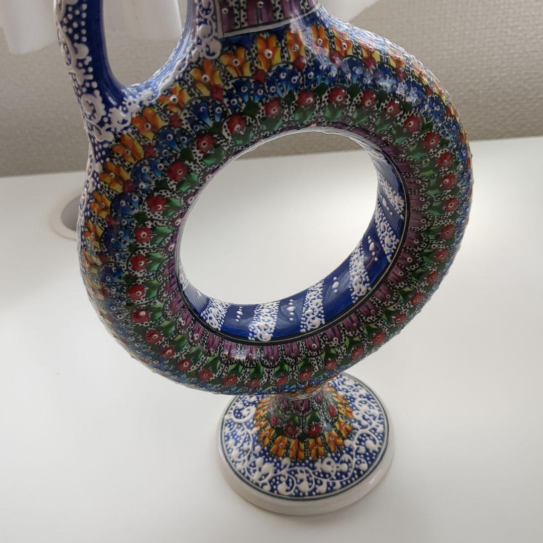 トルコ【カッパドキア】　陶器デキャンタとワイングラスセット