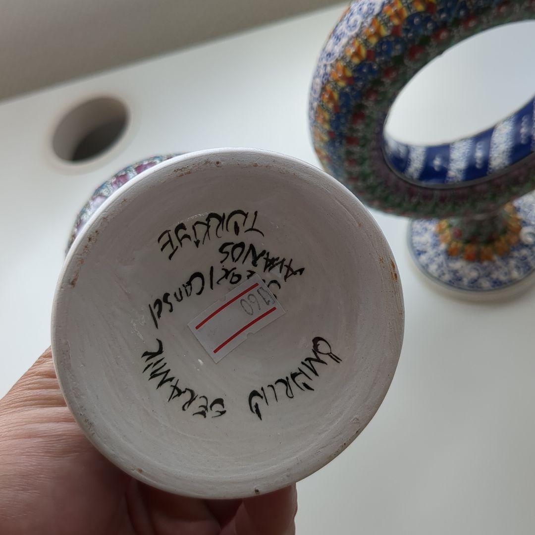 トルコ【カッパドキア】　陶器デキャンタとワイングラスセット