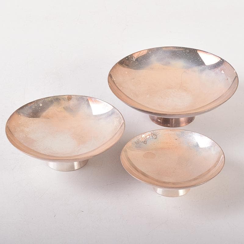 大阪尚美堂造　純銀製　三重盃　三ツ盃 　約208g　共箱　F　R7841