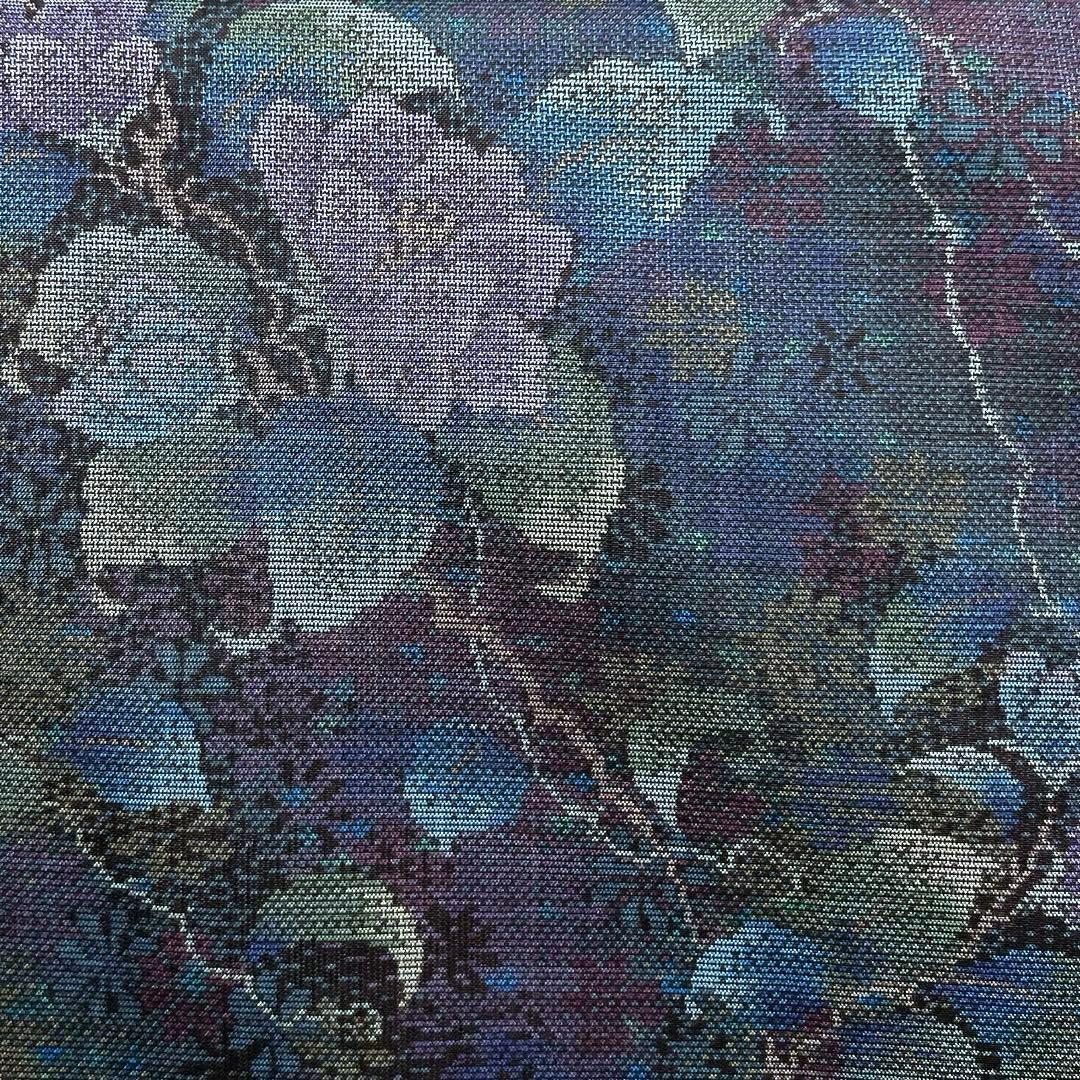 小紋　大島紬　花模様　蔓　グラデーション　着物　034k
