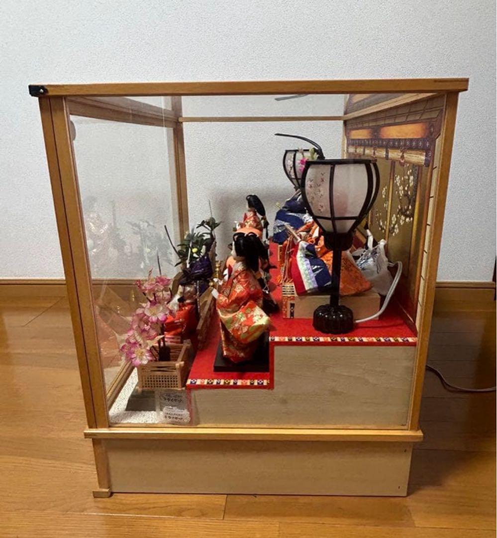 雛人形　7人飾り　3段　ケース　オルゴール　灯り