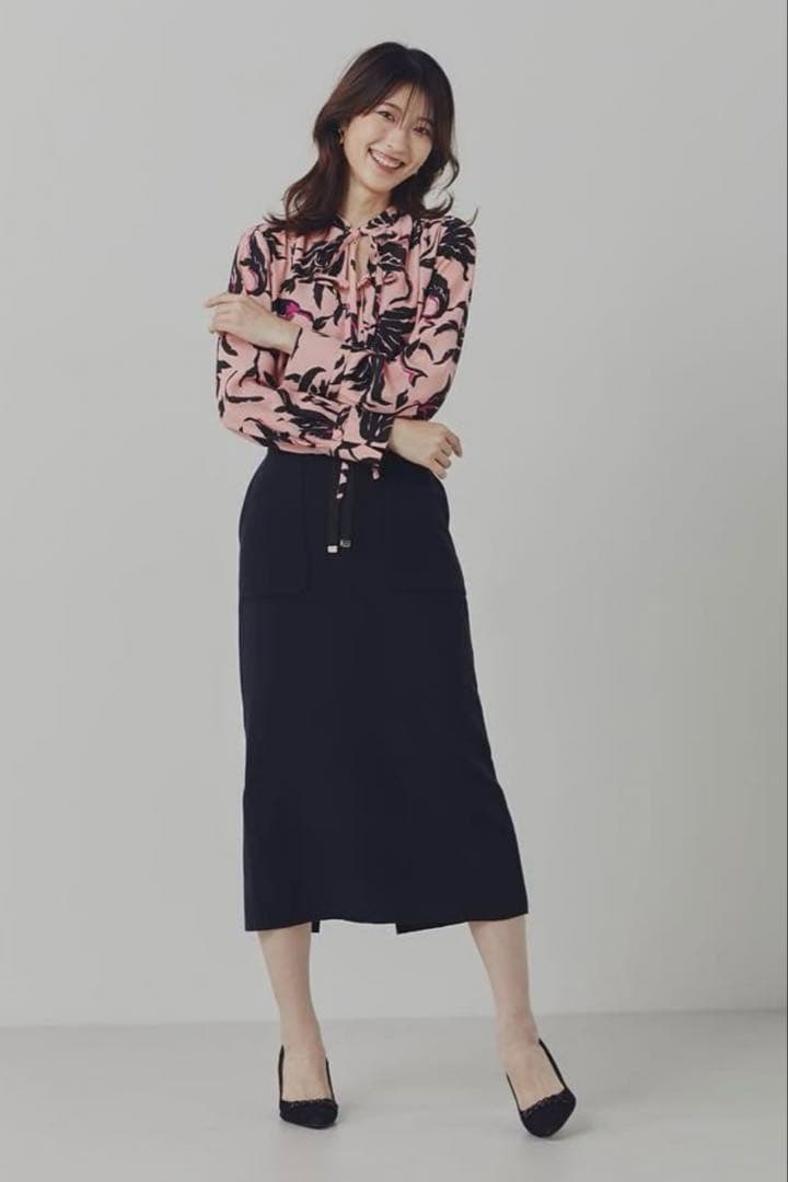 ピンキーアンドダイアン◆フラワープリントブラウス ピンク 38