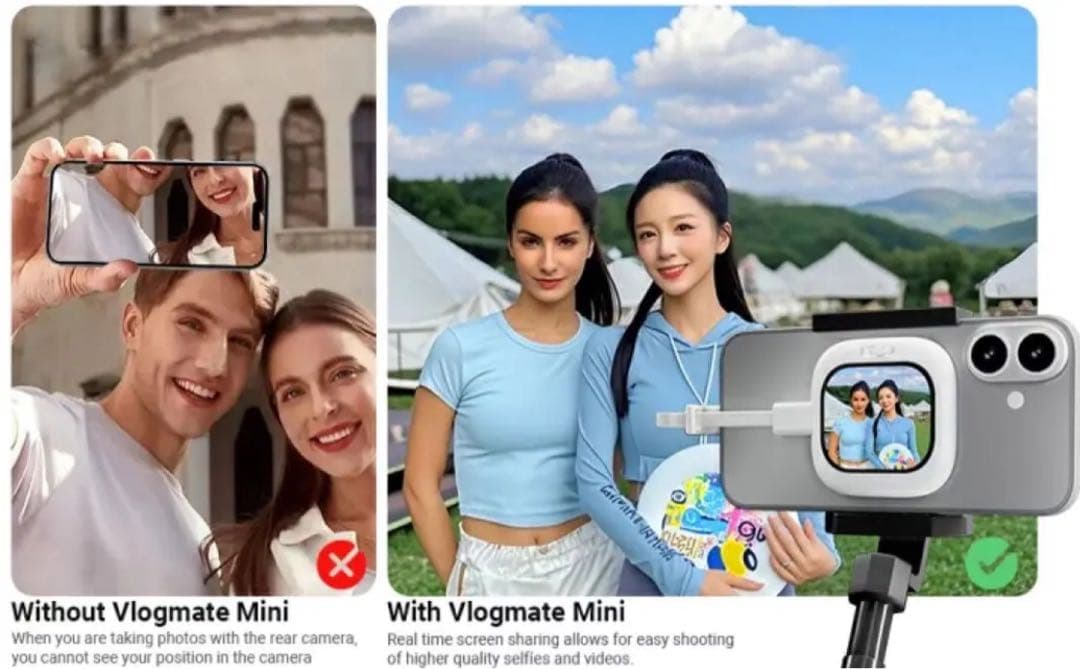 iphone自撮りモニター Vlogモニターディスプレイ リアカメラ