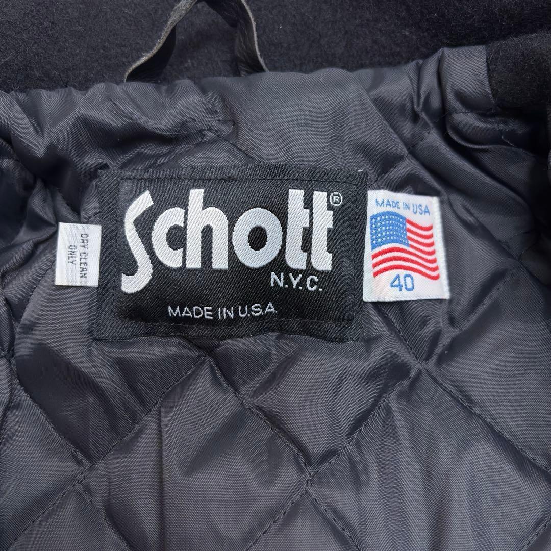 ショット シングル ピーコート キルティング メルトンウール 40 Schott