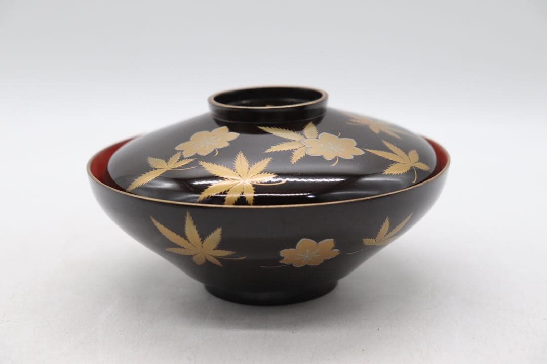 寛政11年　輪島塗　蒔絵紅葉紋お椀10個　木製　古民具　送料込み260131