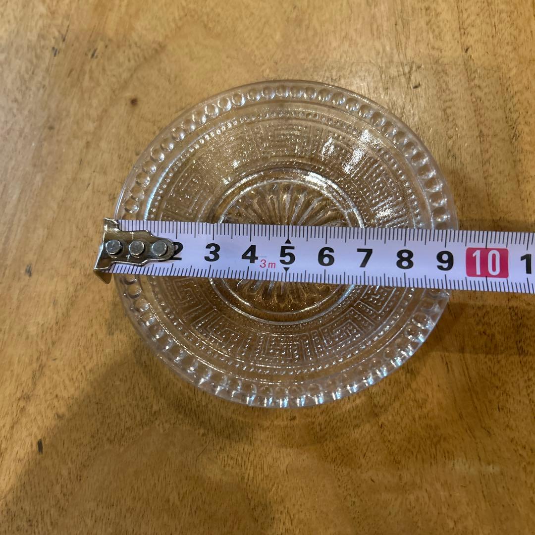 大正期プレスガラスレース皿アンティークヴィンテージ和ガラス(雷紋)五枚