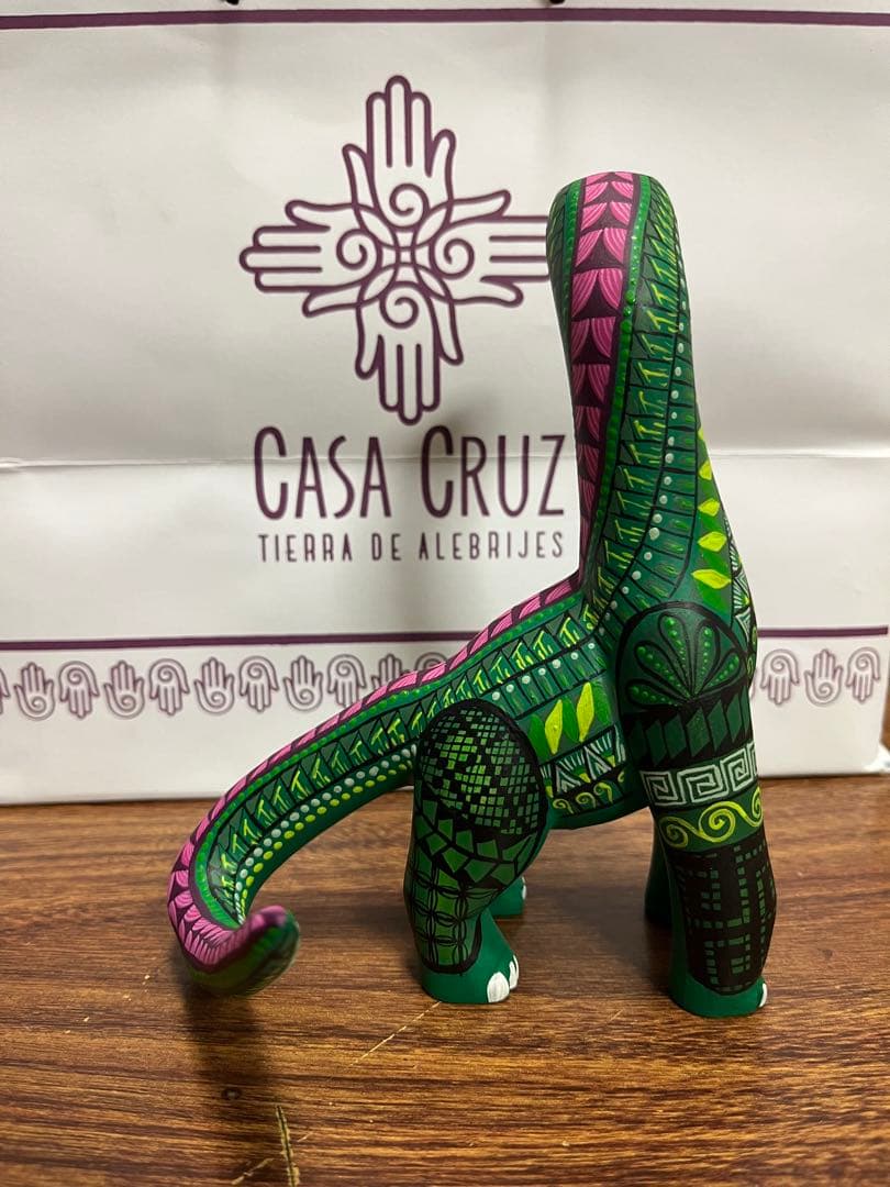 メキシコ伝統工芸 アレブリヘ 緑色恐竜 Taller Casa Cruz