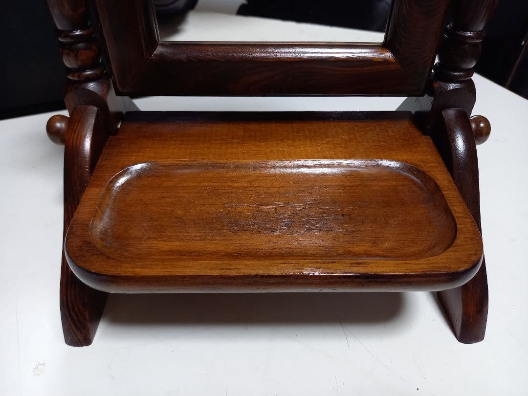 1970's　ヴィンテージ　コロニアル　ウッド　テーブル　スタンド　ミラー