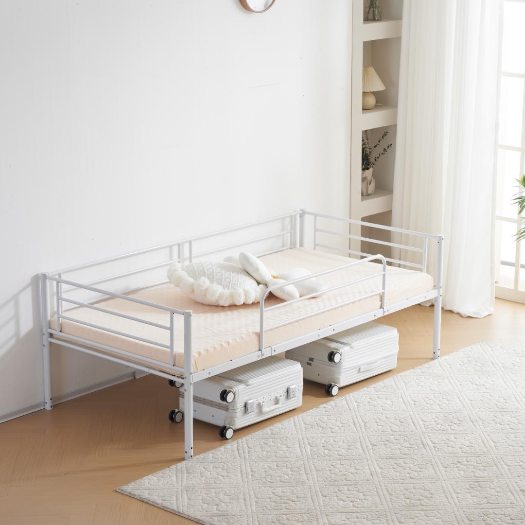 【ホワイト】ロフトベッド パイプベッド シングル ベッド 収納 スチール製