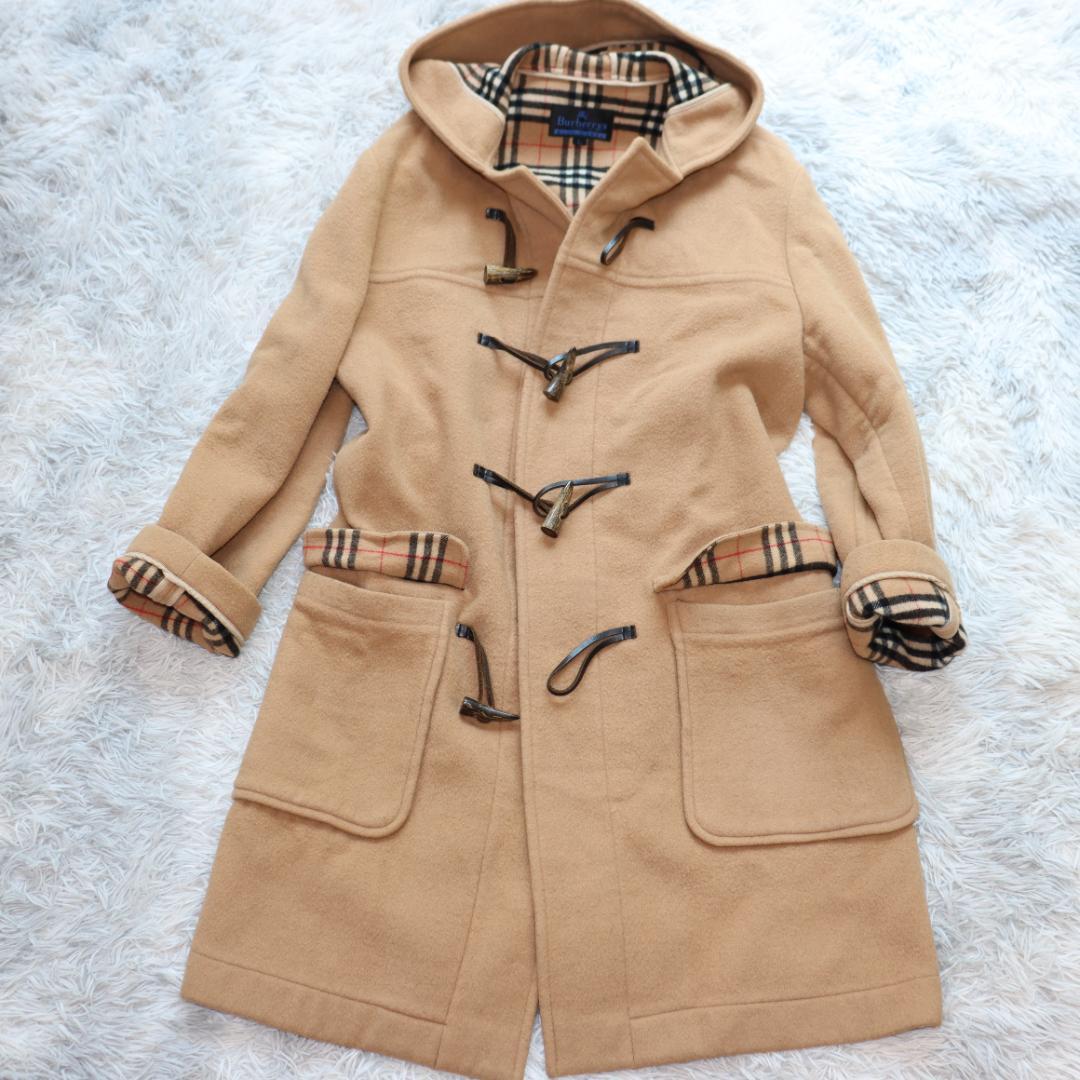 ✨バーバリー✨ロングダッフルコート　ベージュ　ノバチェック　ウール　サイズＬ
