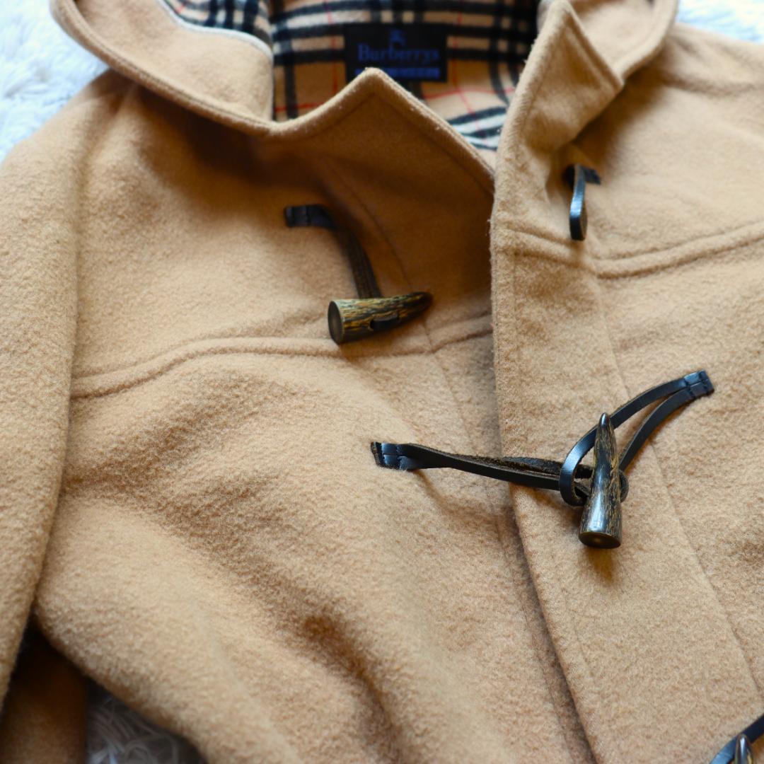 ✨バーバリー✨ロングダッフルコート　ベージュ　ノバチェック　ウール　サイズＬ