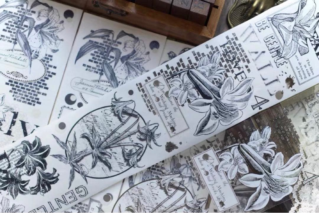 壹洱原创《旧影百合》海外マスキングテープ　マステ 【1871】