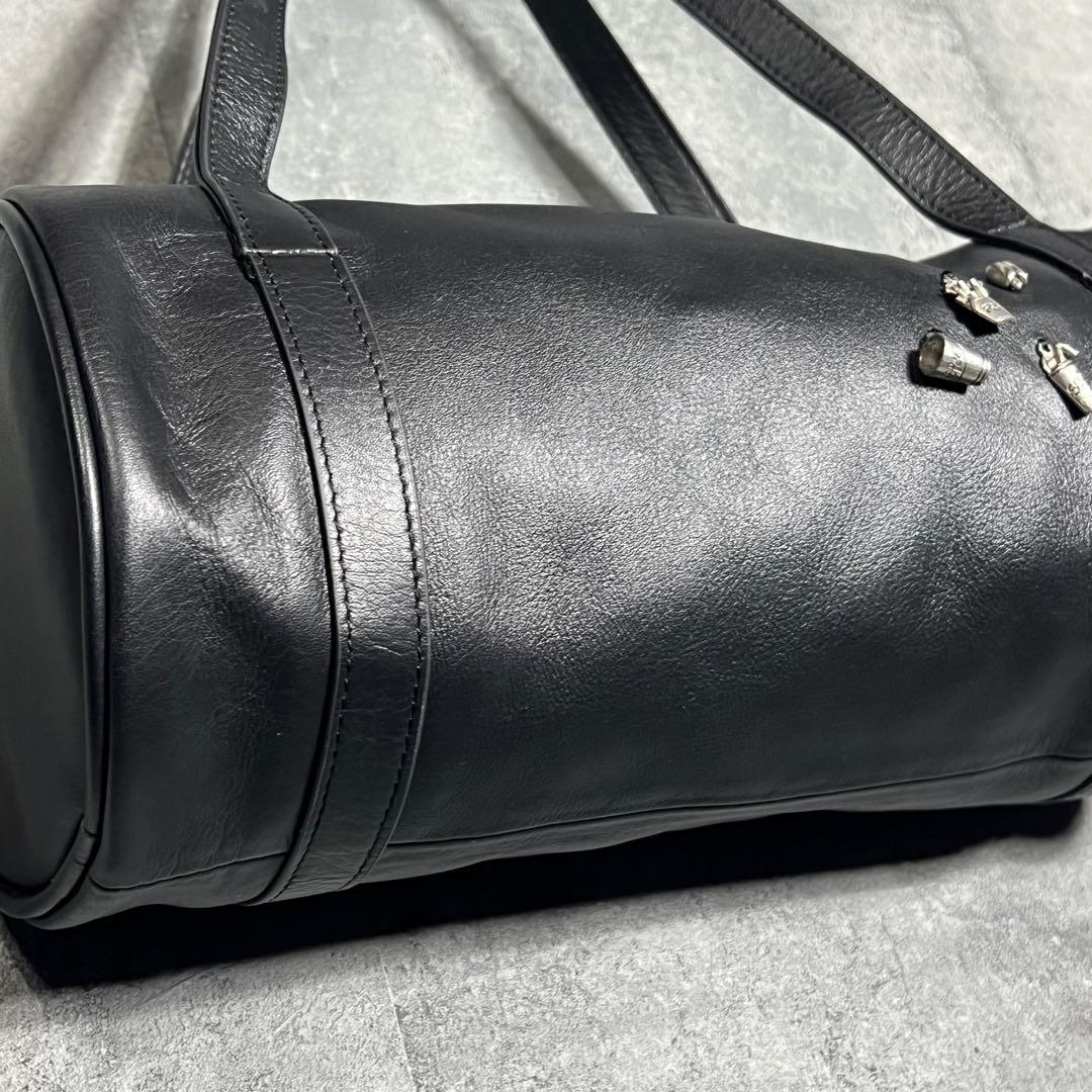 ear PAPILLONNER カフェチャーム付き円柱バック　ブラック　極美品