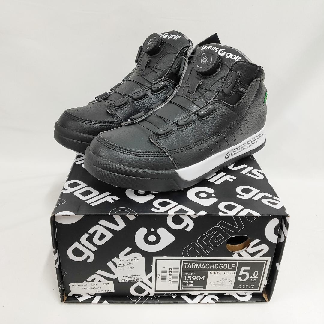 ○★新品 未使用 グラビスミッドカットダイアル ゴルフシューズ ブラック23cm