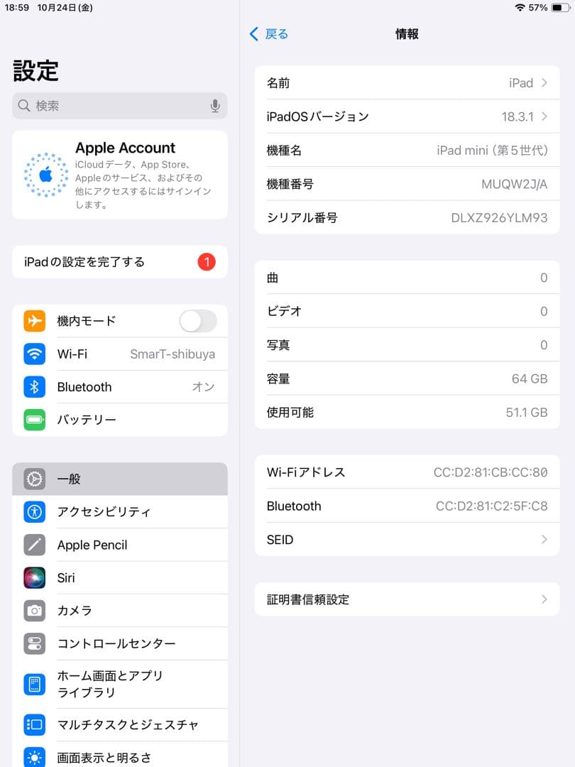 iPad mini 5 64GB Wi-Fiモデル