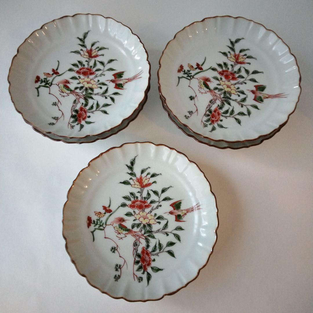 有田焼　源右衛門窯　源右衛門作　花鳥紋　銘々皿　5客揃　共箱