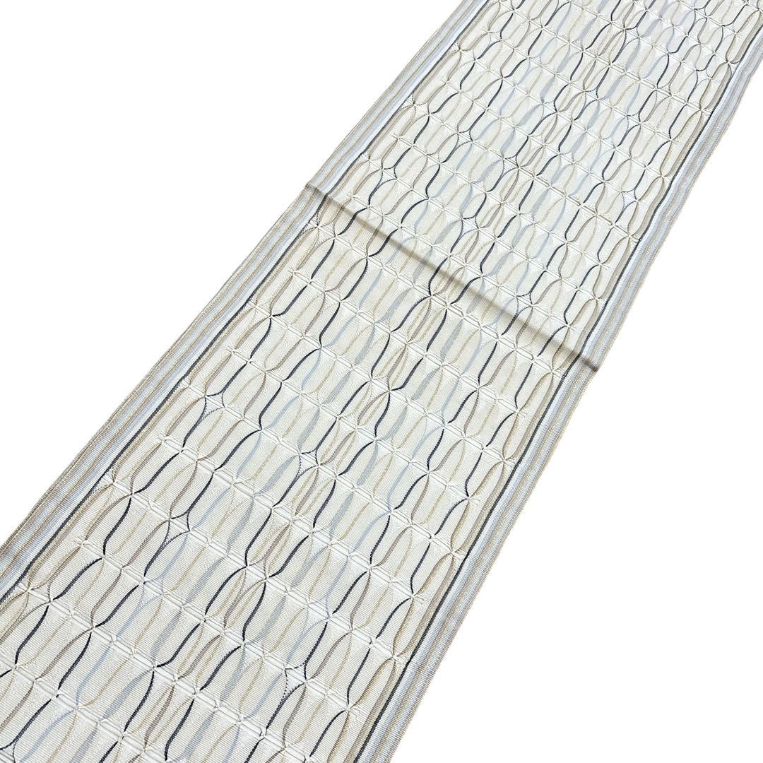 AA19美品袋帯 六通柄 金糸　ひなや工房の織り模様　洒落袋帯 正絹 着物