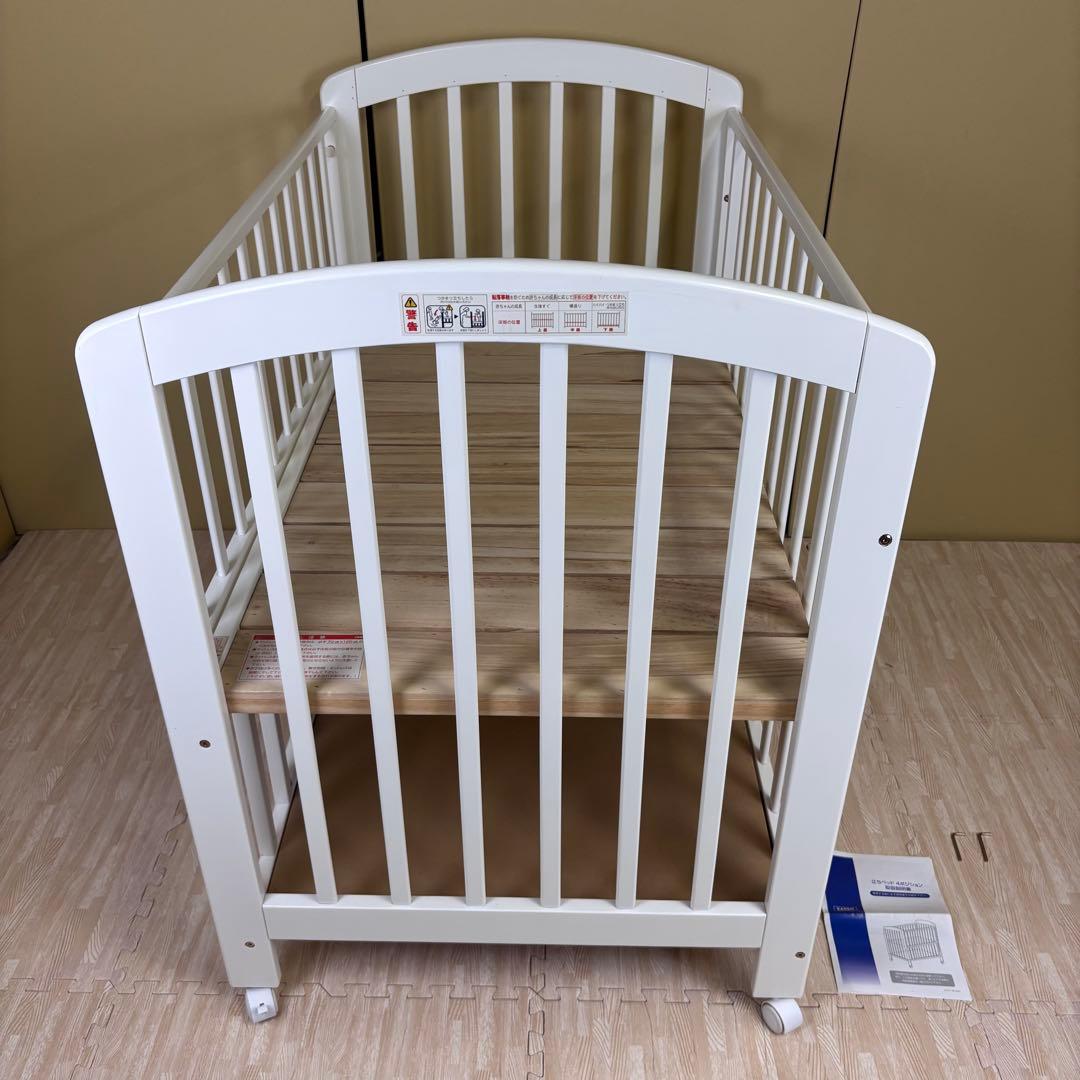 ☆除菌清掃済☆カトージ　立ちベッド4ポジション　ホワイト　すのこ床板　ハイタイプ