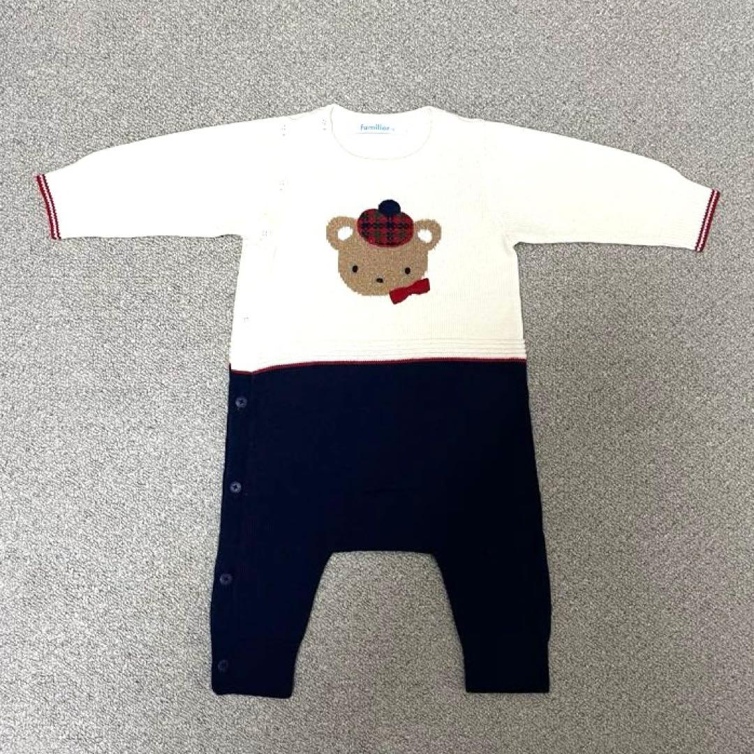 ファミリア　ロンパース　70 インターシャ　くま