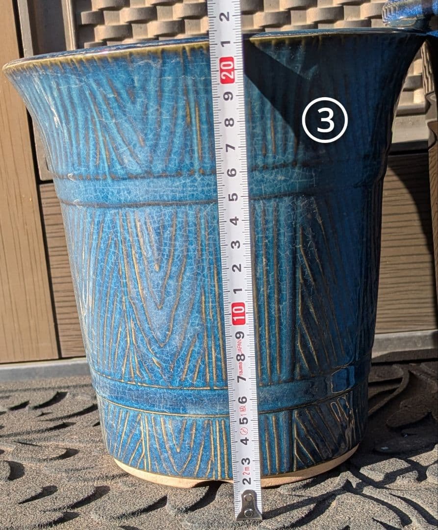 ★青い陶器製植木鉢8個セット