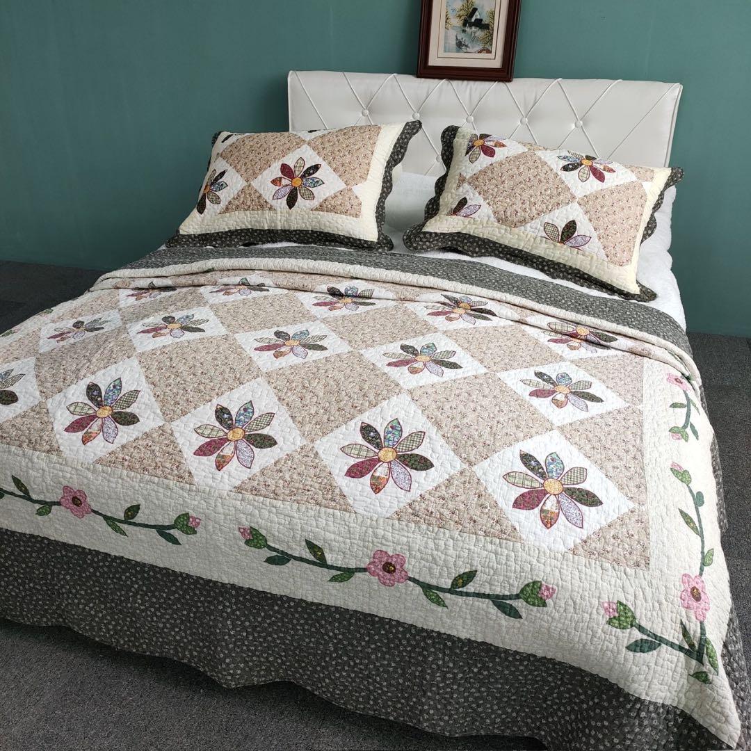 キルトベッドカバー3点セット綿マルチカバー キルティング 1126