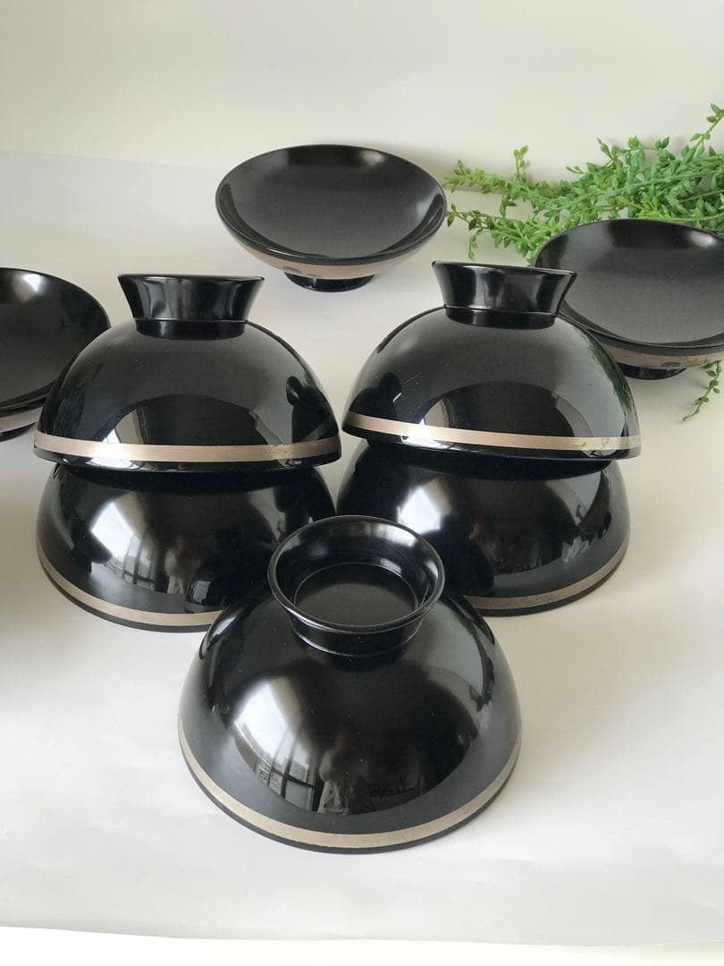 稀少　色絵柄　能登輪島塗 蒔絵 木製　蓋付椀 煮物椀　吸物椀　5客セット　共箱