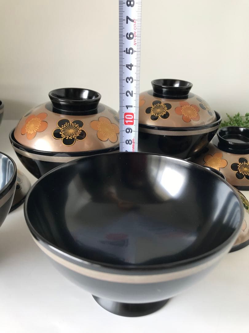 稀少　色絵柄　能登輪島塗 蒔絵 木製　蓋付椀 煮物椀　吸物椀　5客セット　共箱