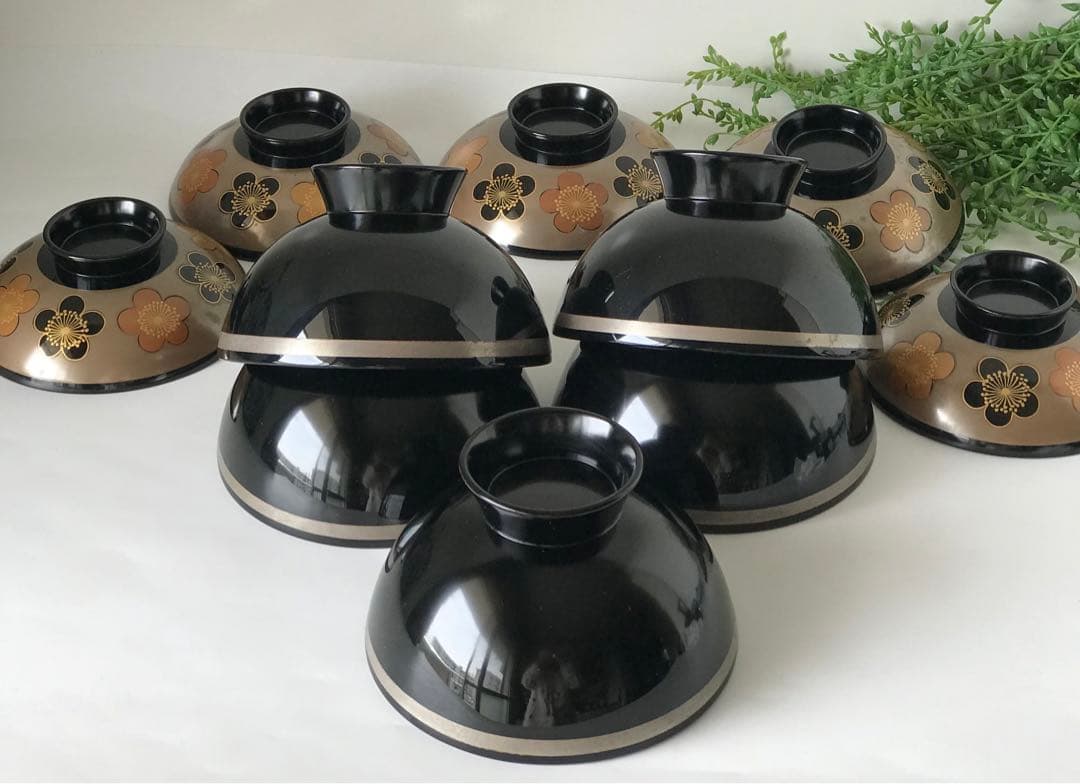 稀少　色絵柄　能登輪島塗 蒔絵 木製　蓋付椀 煮物椀　吸物椀　5客セット　共箱