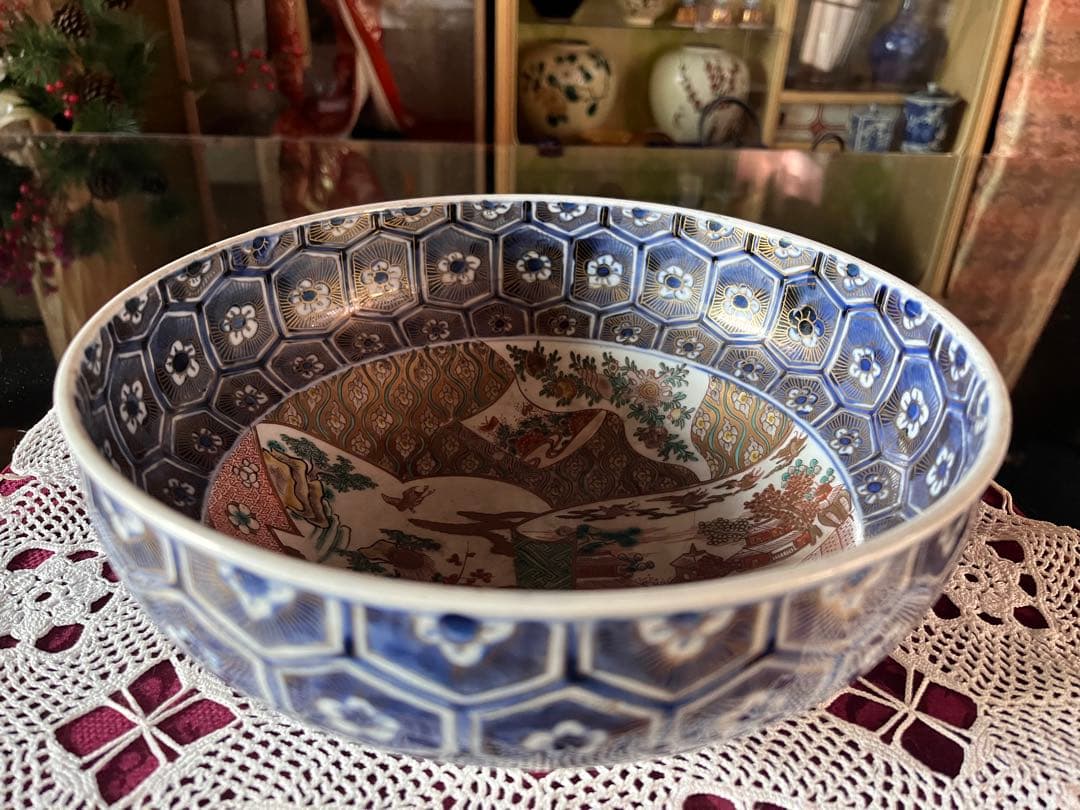 古伊万里 江戸中期 二重高台 骨董品 時代物 色絵