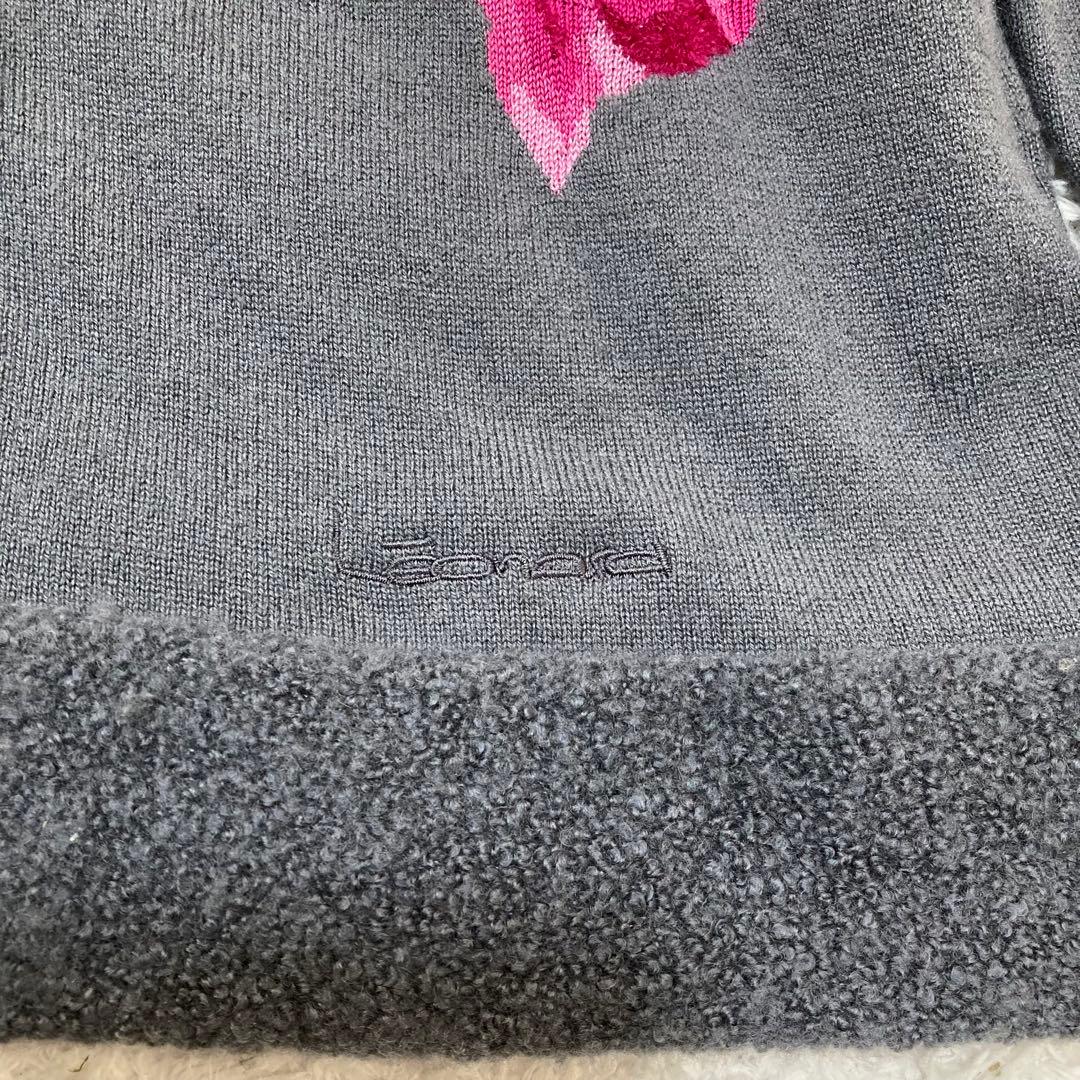 カシミヤシルク♡ レオナール カーディガン ラインストーン 七分袖 花柄 40