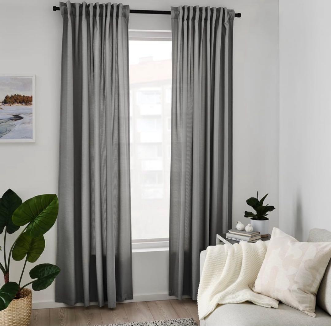 値下げ　IKEA吸音カーテン廃盤品　GUNNLAUGU グンラウグ グレー