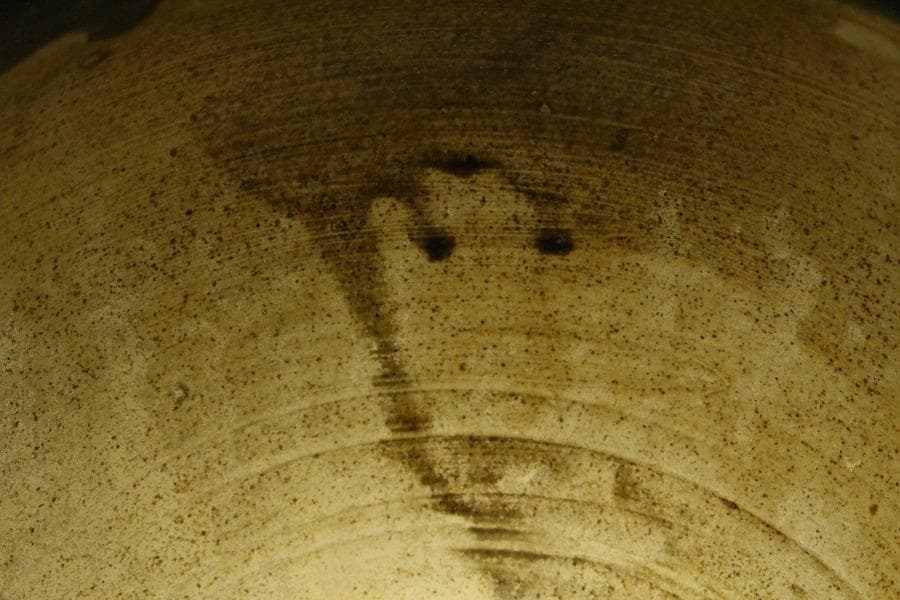 中国美術 黒釉 條紋壷 水指 茶道具伝来(ZE735)