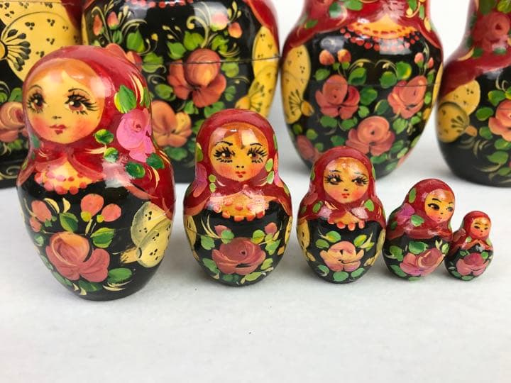 大きなマトリョーシカ人形② 10体セット　ロシア　レトロ　赤