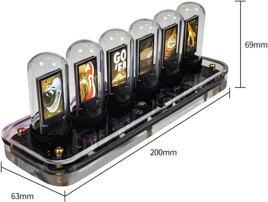 ニキシー管風 WiFi時計 RGB スマホ連携 写真展示 アラーム