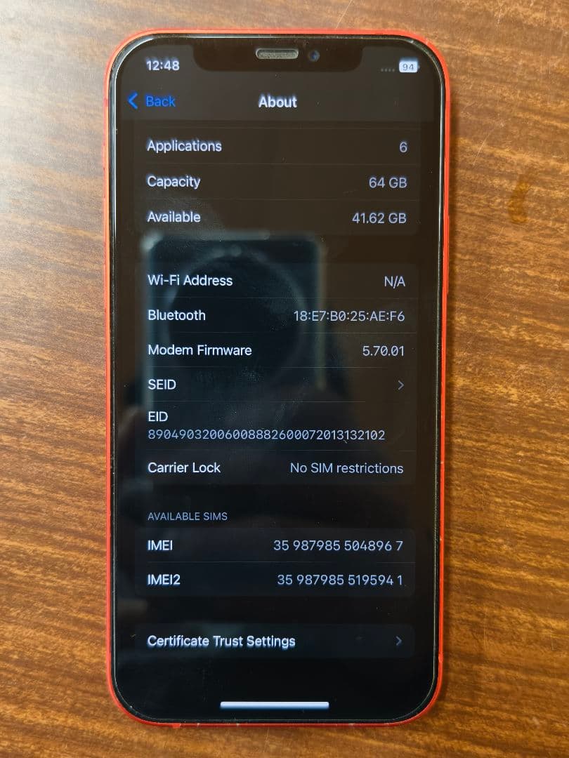iPhone 12 64GB (Wi-FiとBluetoothが機能しません)