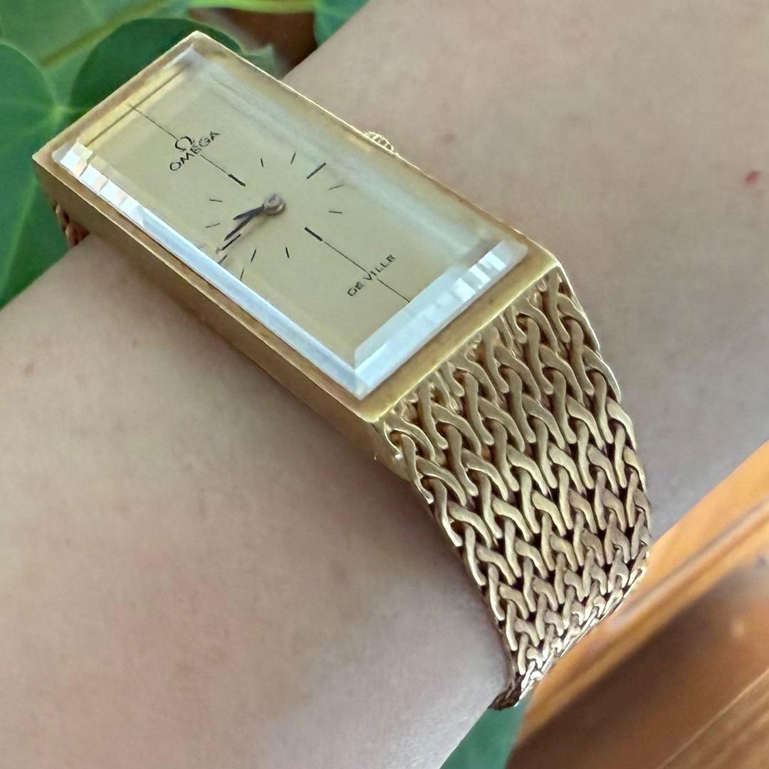 専用金無垢オメガ手巻き腕時計　750 k18 刻印あり　スタイリッシュなデザイン