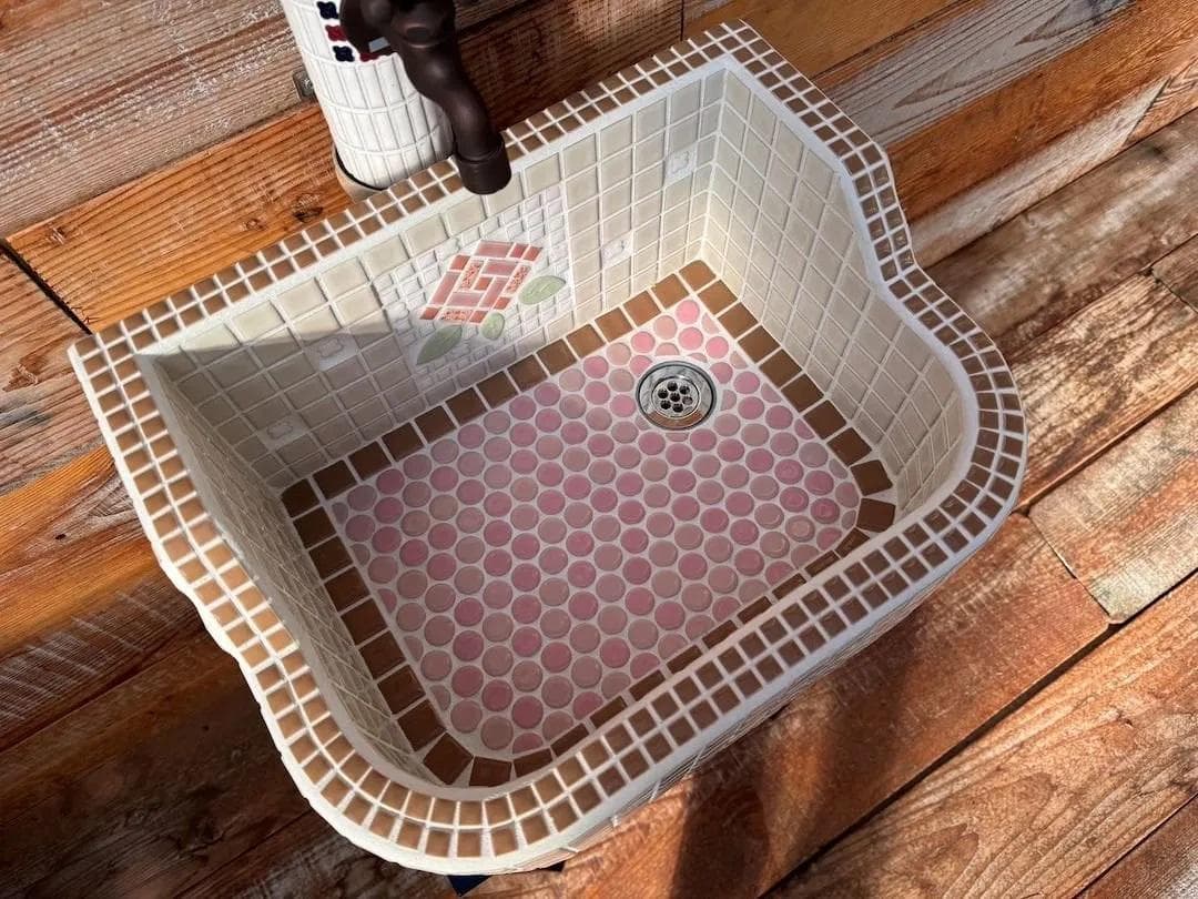 作善堂タイルシンク流し台　美濃焼タイルシンク　タイル流し　ＸＳサイズ　5010