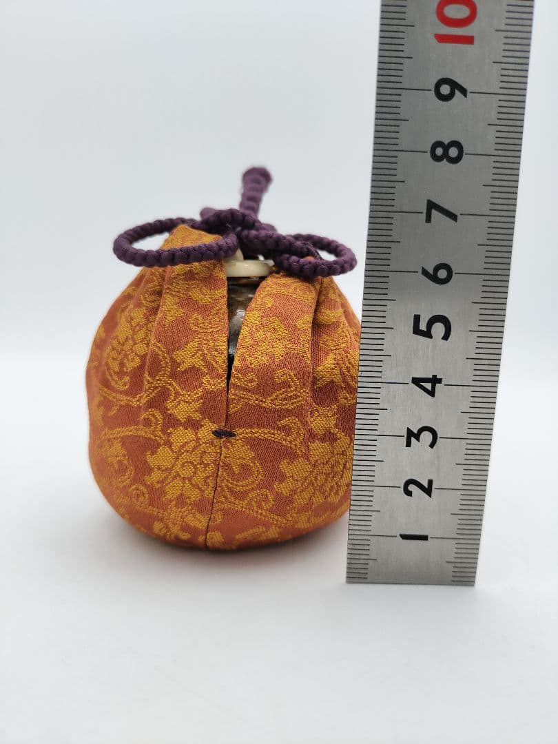 a979 膳所 茄子茶入 久田尋牛斎宗匠箱書 淡海陽炎園 小牡丹唐草金襴 木箱